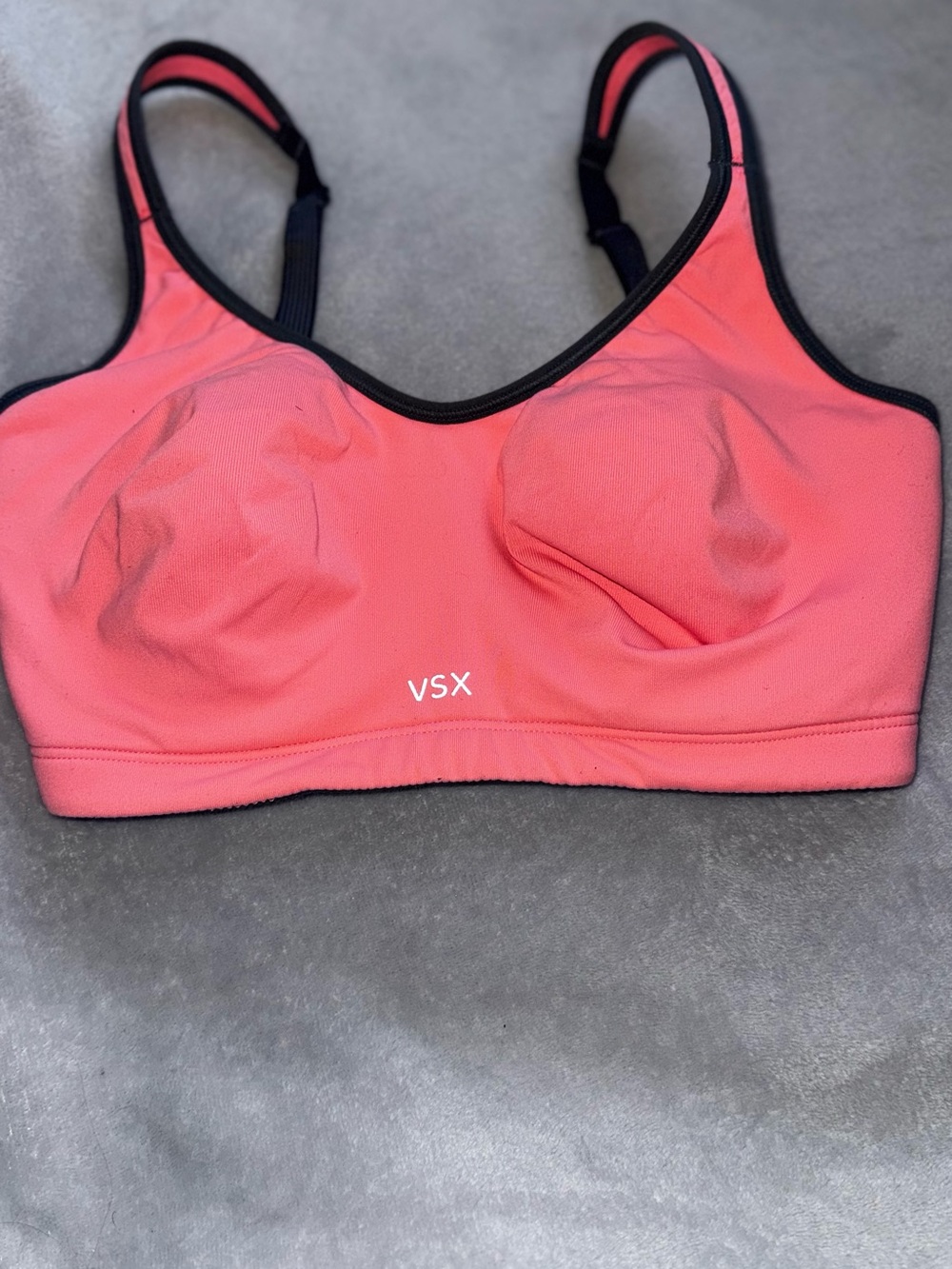 Victoria's Secret Coral Pink Sports Bra with Black Trim
